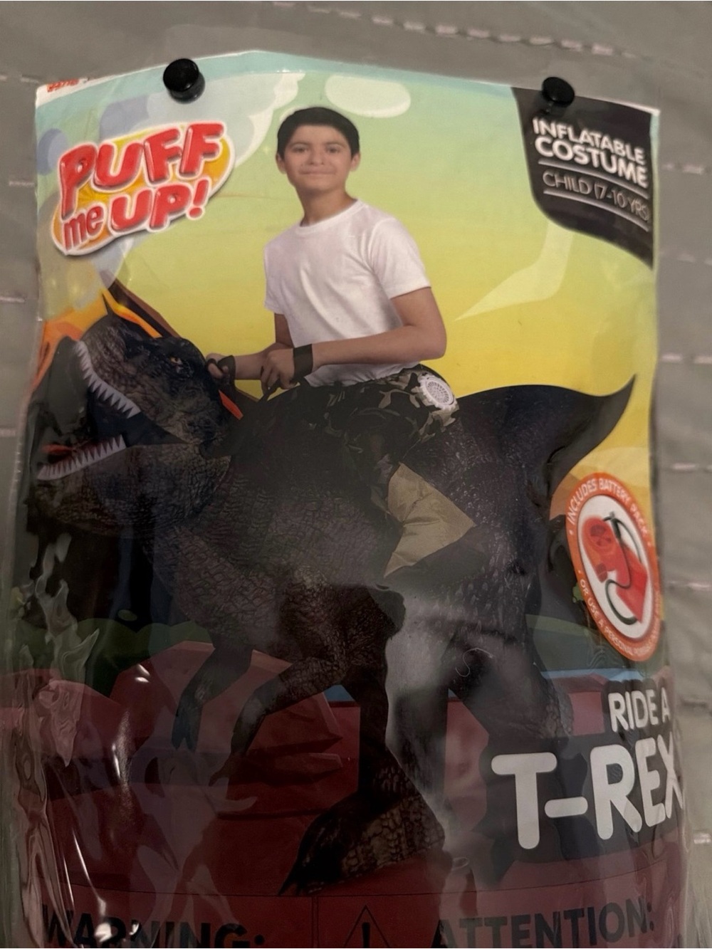 Puff Me Up! Ride-A-T-Rex Inflatable Costume — Brown 7-10 yrs - Picture 4 of 5